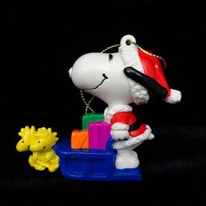 Snoopy Woodstock Christmas Ornament PVC UFC Peanuts United Feature Schulz Sleigh